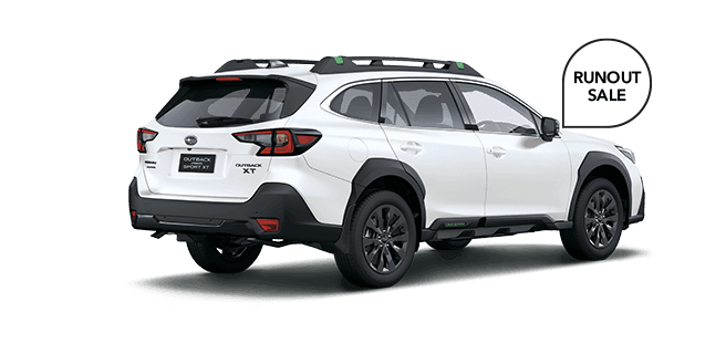 Rear View of Crystal White Pearl Subaru Outback