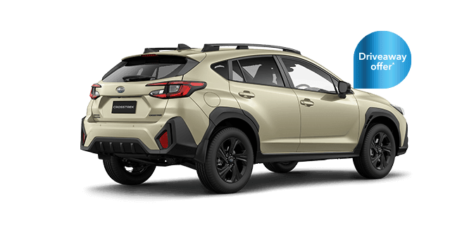 Rear view of Offshore Blue Metallic Subaru Crosstrek