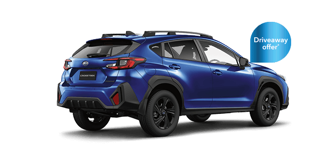 Rear view of Sapphire Blue Pearl Subaru Crosstrek