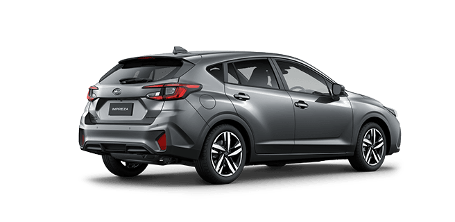 Rear View Pure Red Subaru Impreza